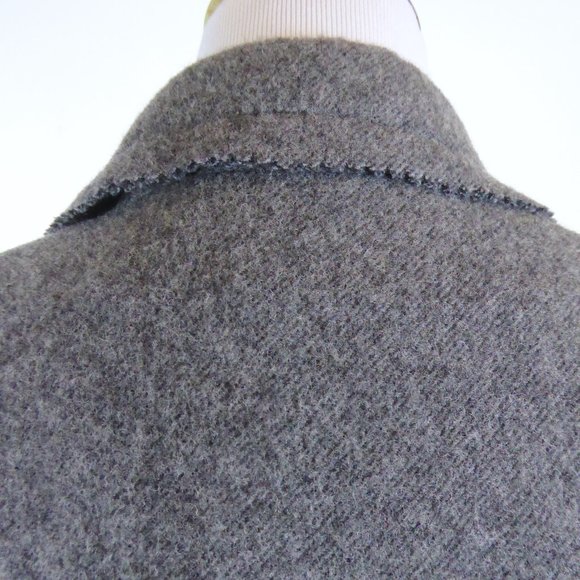 JULIA wool knit Jacket gray blazer herringbone pinked edge wool fitted 8 - Picture 7 of 12